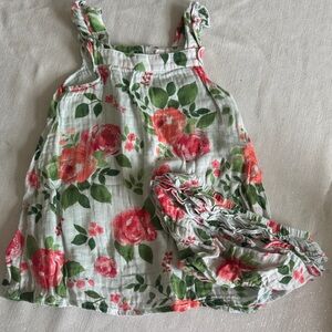 Angel Dear Floral Dress with Bloomers - Green and Pink